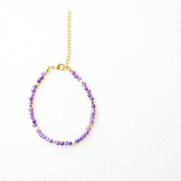 3 beaded bracelets! Bundle dainty beaded stacking bracelets amethyst rhodolite - Picture 10 of 11